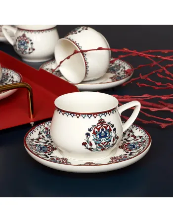 Karaca Nakkaş 12-Piece Porcelain Espresso Turkish Coffee Cup Set for 6 People, 100ml, Multi Karaca Nakkaş 12-Piece Porcelain Espresso Turkish Coffee Cup Set for 6 People, 100ml, Multi