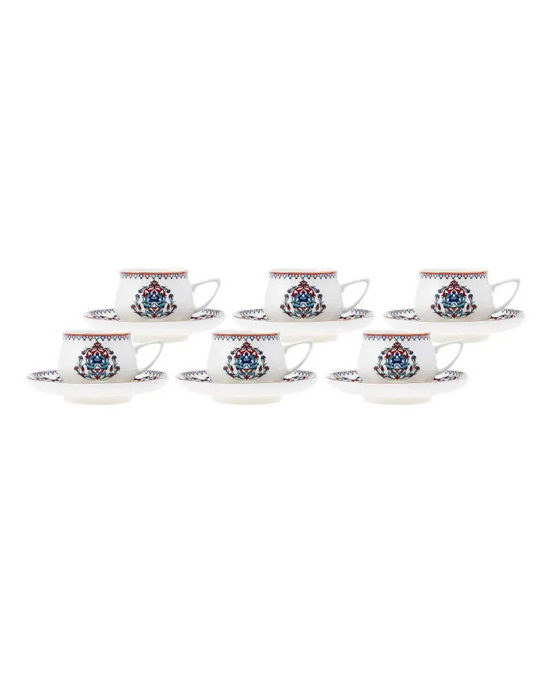 Karaca Nakkaş 12-Piece Porcelain Espresso Turkish Coffee Cup Set for 6 People, 100ml, Multi Karaca Nakkaş 12-Piece Porcelain Espresso Turkish Coffee Cup Set for 6 People, 100ml, Multi