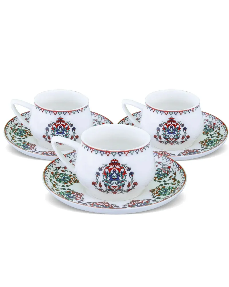 Karaca Nakkaş 12-Piece Porcelain Espresso Turkish Coffee Cup Set for 6 People, 100ml, Multi Karaca Nakkaş 12-Piece Porcelain Espresso Turkish Coffee Cup Set for 6 People, 100ml, Multi