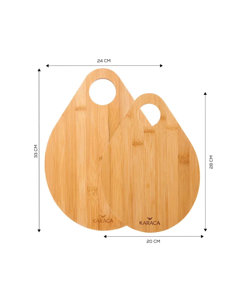 Karaca Damla 2 Piece Bamboo Chopping Board Set, Wood