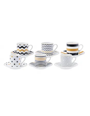 Karaca Nossa 12-Piece Porcelain Espresso Turkish Coffee Cup for 6 People, 80ml, Multi