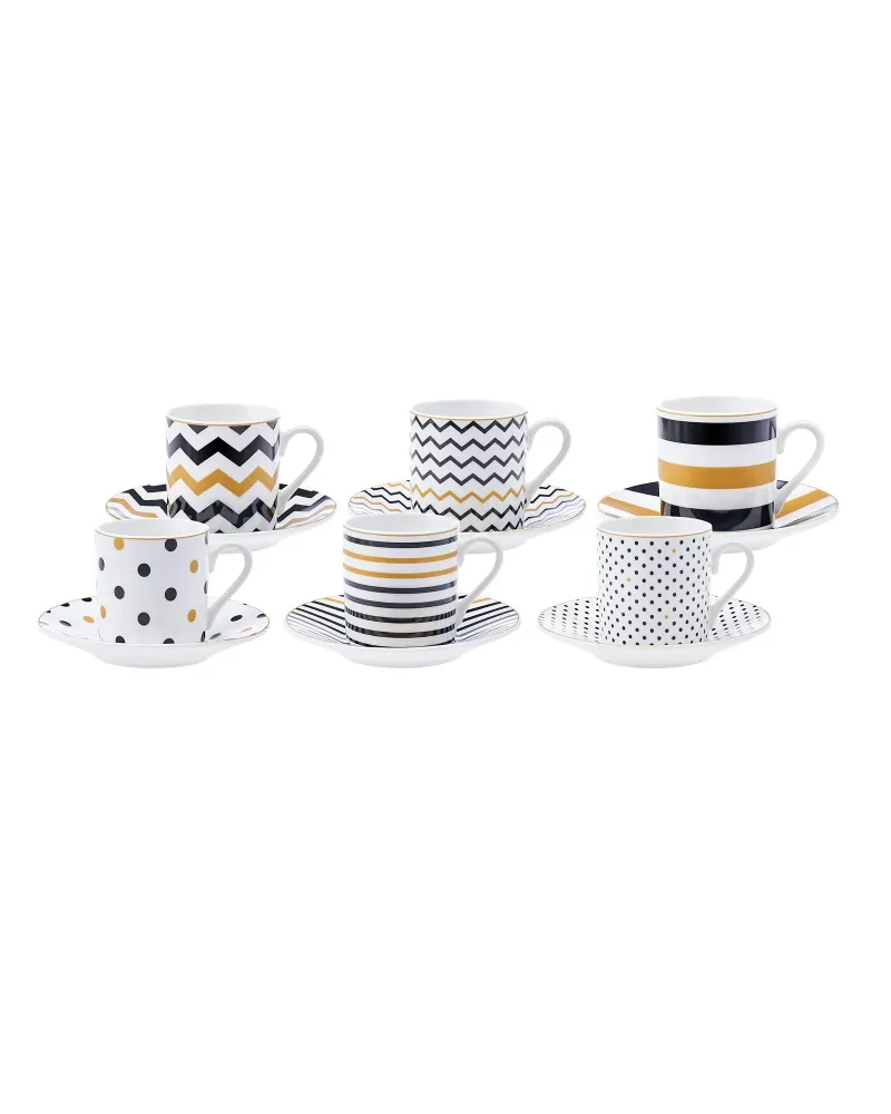 Karaca Nossa 12-Piece Porcelain Espresso Turkish Coffee Cup for 6 People, 80ml, Multi Karaca Nossa 12-Piece Porcelain Espresso Turkish Coffee Cup for 6 People, 80ml, Multi