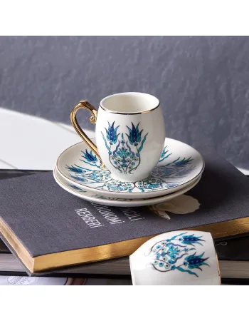 Karaca İznik 12-Piece Porcelain Porcelain Espresso Turkish Coffee Cup Set for 6 People, 90ml, Multi