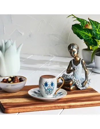 Karaca İznik 12-Piece Porcelain Porcelain Espresso Turkish Coffee Cup Set for 6 People, 90ml, Multi