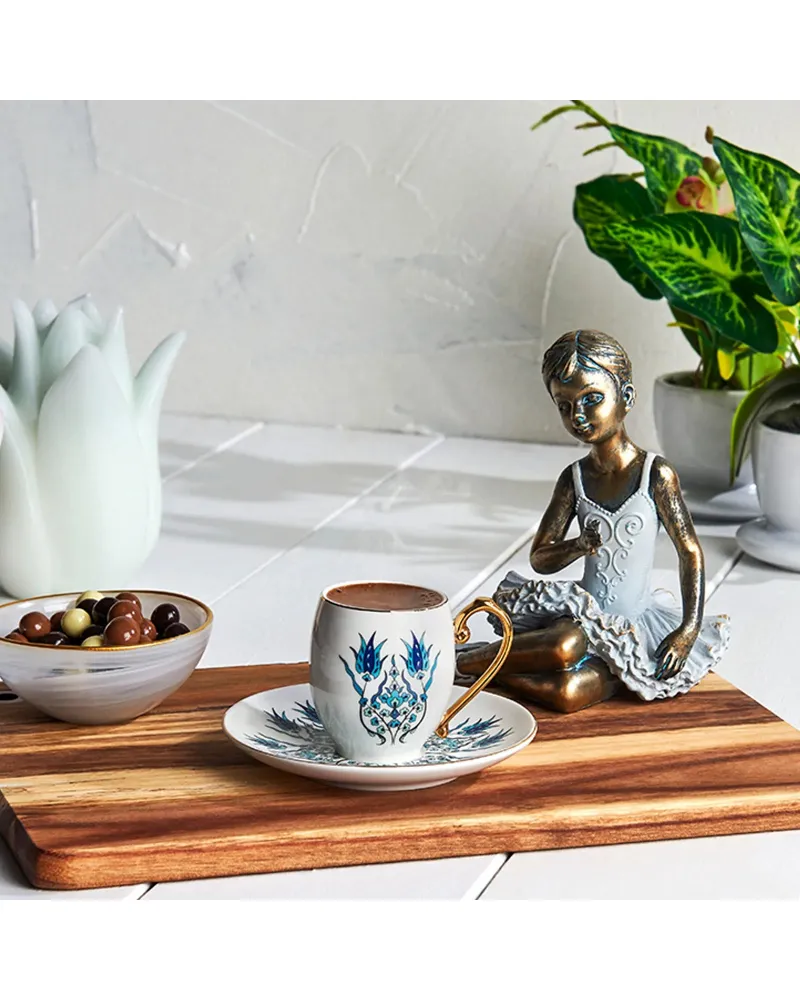 Karaca İznik 12-Piece Porcelain Porcelain Espresso Turkish Coffee Cup Set for 6 People, 90ml, Multi