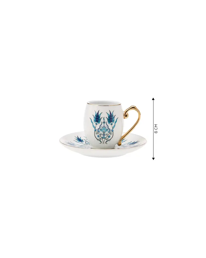 Karaca İznik 12-Piece Porcelain Porcelain Espresso Turkish Coffee Cup Set for 6 People, 90ml, Multi