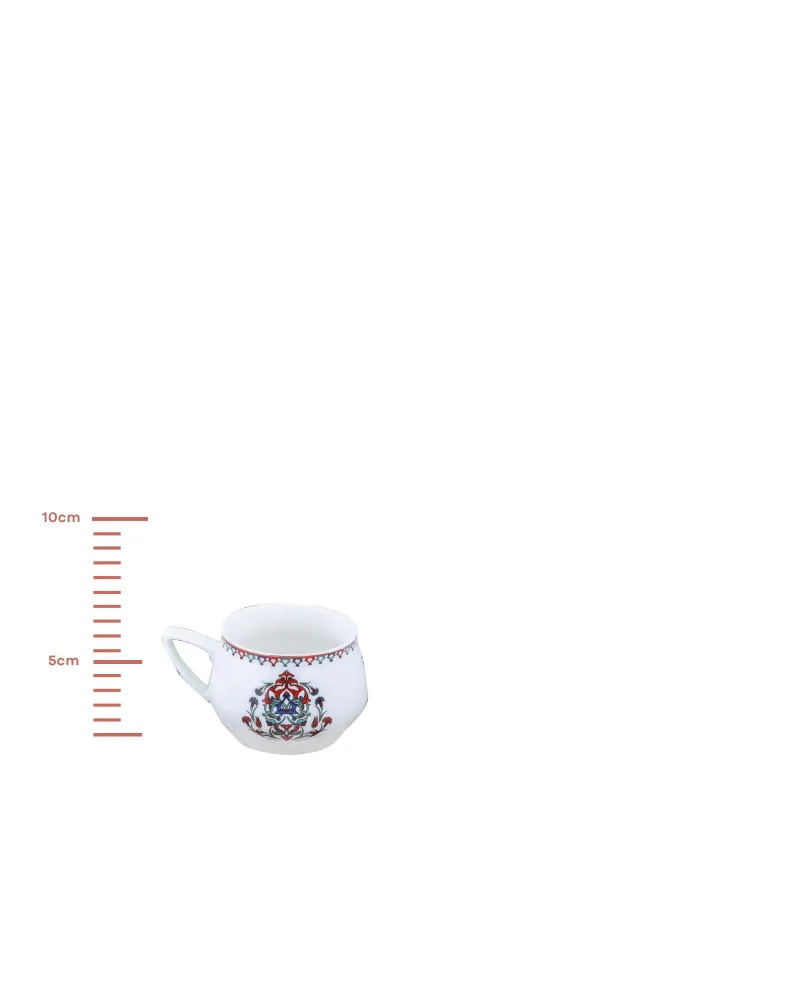 Karaca Nakkaş 12-Piece Porcelain Espresso Turkish Coffee Cup Set for 6 People, 100ml, Multi Karaca Nakkaş 12-Piece Porcelain Espresso Turkish Coffee Cup Set for 6 People, 100ml, Multi