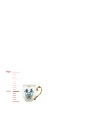 Karaca İznik 4-Piece Porcelain Espresso Turkish Coffee Cup Set for 2 People, 80ml, White Blue Karaca İznik 4-Piece Porcelain Espresso Turkish Coffee Cup Set for 2 People, 80ml, White Blue