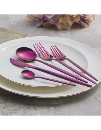 Karaca Orion 30-Piece Stainless Steel Cutlery Set for 6 People, Purple