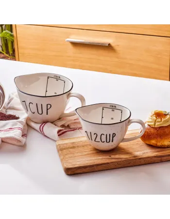 Karaca Veva Porcelain Measuring Cups, White Black
