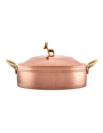 Karaca Alacahöyük Copper Shallow Casserole with Lid, 18cm, Copper