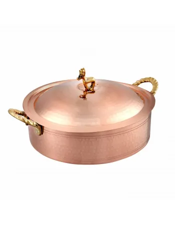 Karaca Alacahöyük Copper Shallow Casserole with Lid, 18cm, Copper