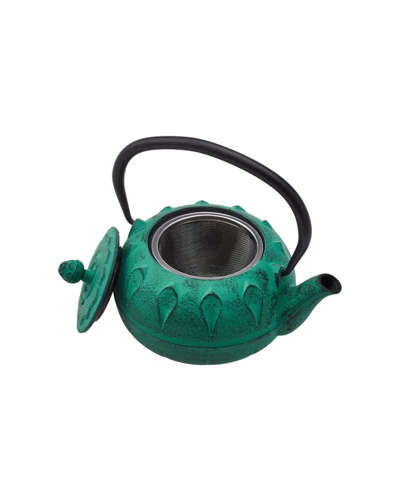 Karaca Greenish Cast Iron Induction Teapot, 600ml, Green Black