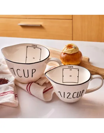 Karaca Veva Porcelain Measuring Cups, White Black