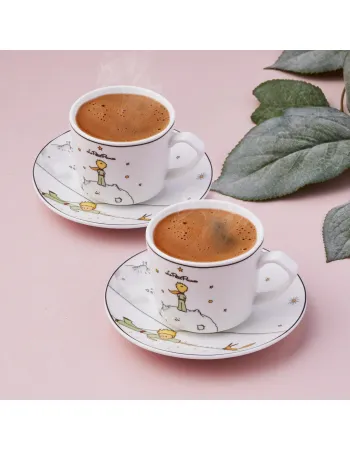 Karaca Le Petit 4-Piece Porcelain Espresso Turkish Coffee Cup for 2 People, 80ml, Multi