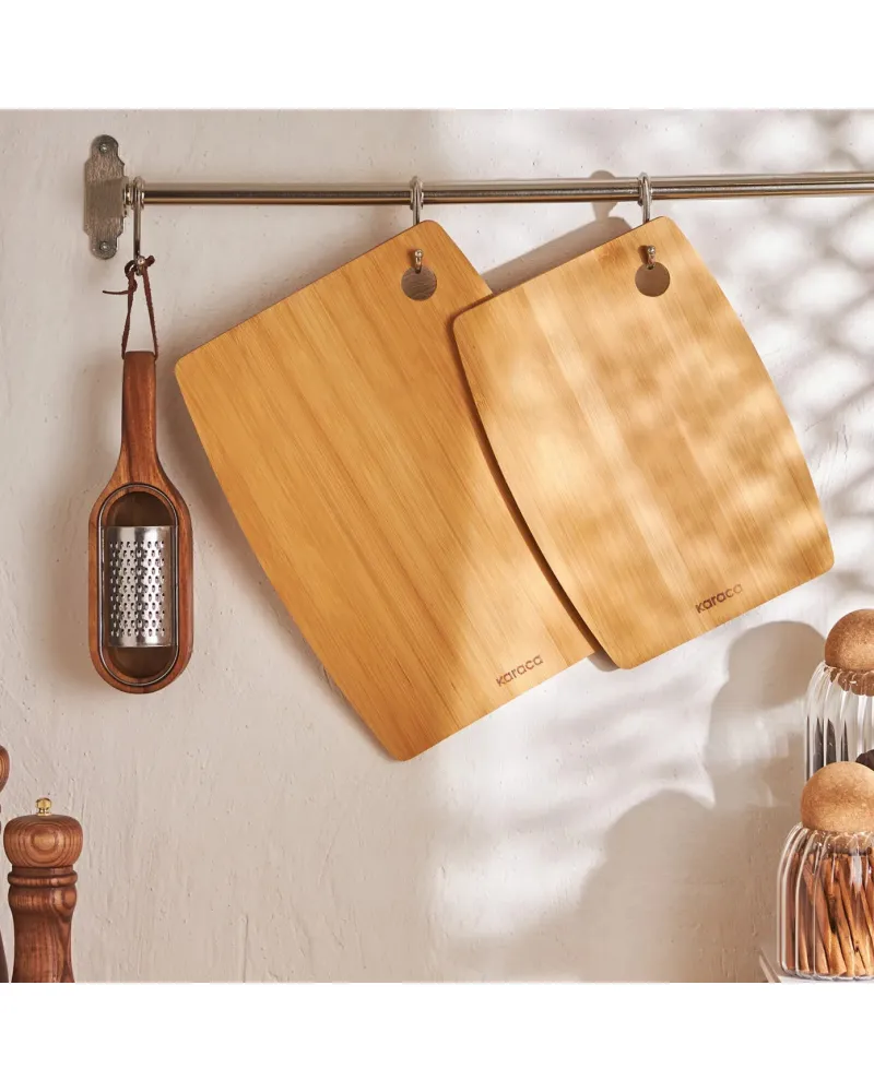 Karaca Bade 2 Piece Bamboo Chopping Board, Wood