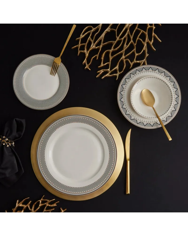 Karaca Globe 24-Piece Bone China Dinner Set for 6 People, Multi