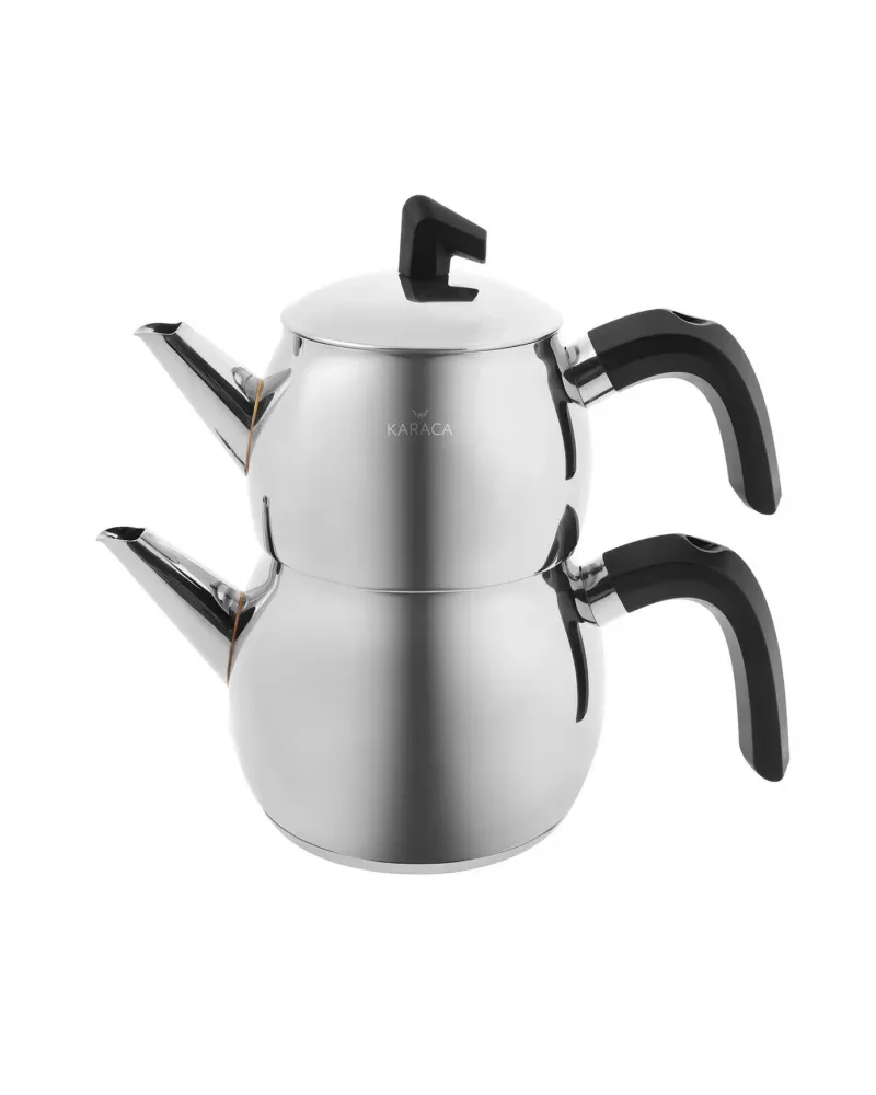 Karaca Belinay Stainless Steel Induction Teapot Set, Medium, Silver Black