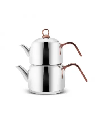 Karaca Urban Stainless Steel Induction Teapot Set, Medium, Rosegold Silver