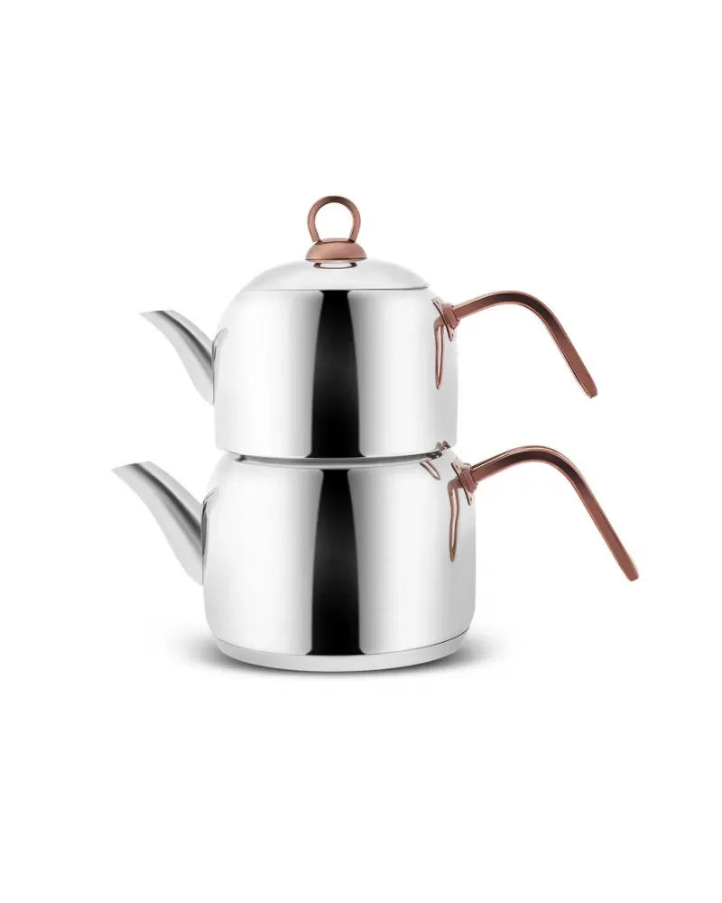 Karaca Urban Stainless Steel Induction Teapot Set, Medium, Rosegold Silver
