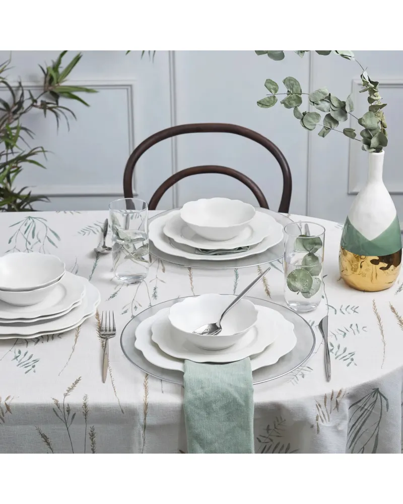 Karaca Daisy 12-Piece Bone China Dinner Set for 4 People, White