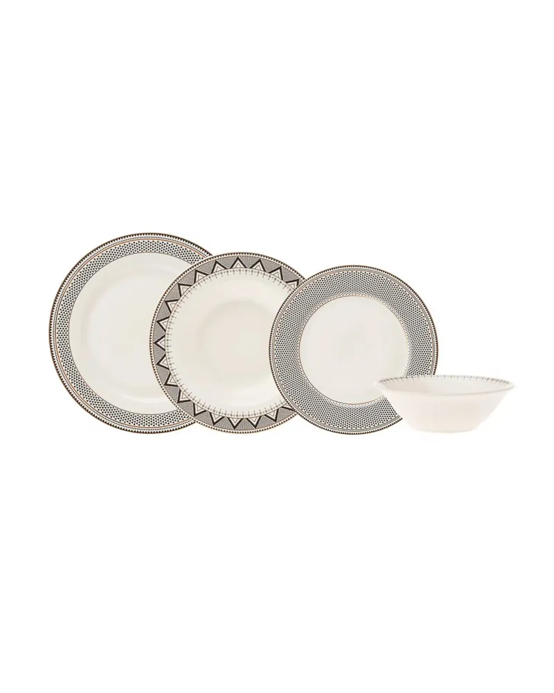Karaca Globe 24-Piece Bone China Dinner Set for 6 People, Multi