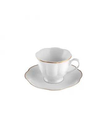 Karaca Çan 12-Piece Porcelain Espresso Turkish Coffee Cup Set for 6 People, 90ml, White Gold