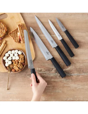 Karaca Grammy Knife Block Set, 5 Piece, Inox Black