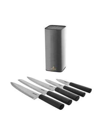 Karaca Grammy Knife Block Set, 5 Piece, Inox Black