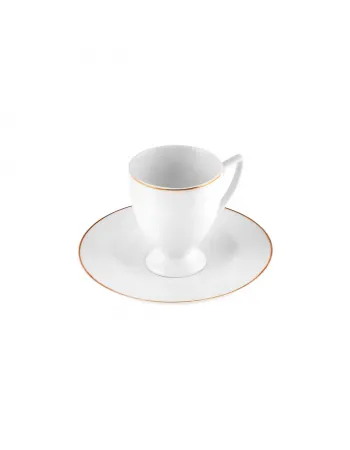 Karaca Boyoz 12-Piece Porcelain Espresso Turkish Coffee Cup Set for 6 People, 85ml, White Gold