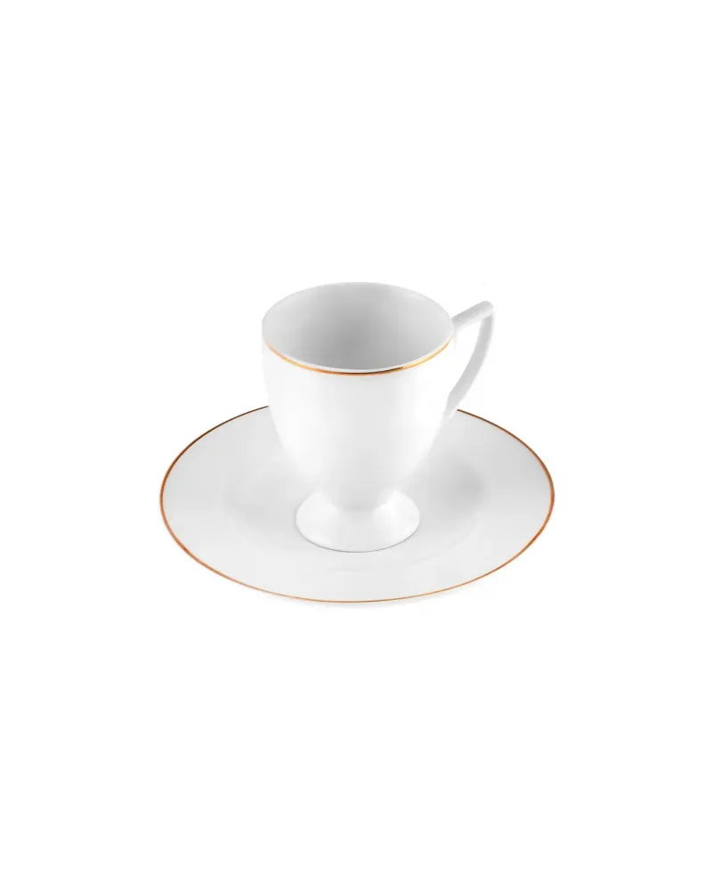 Karaca Boyoz 12-Piece Porcelain Espresso Turkish Coffee Cup Set for 6 People, 85ml, White Gold