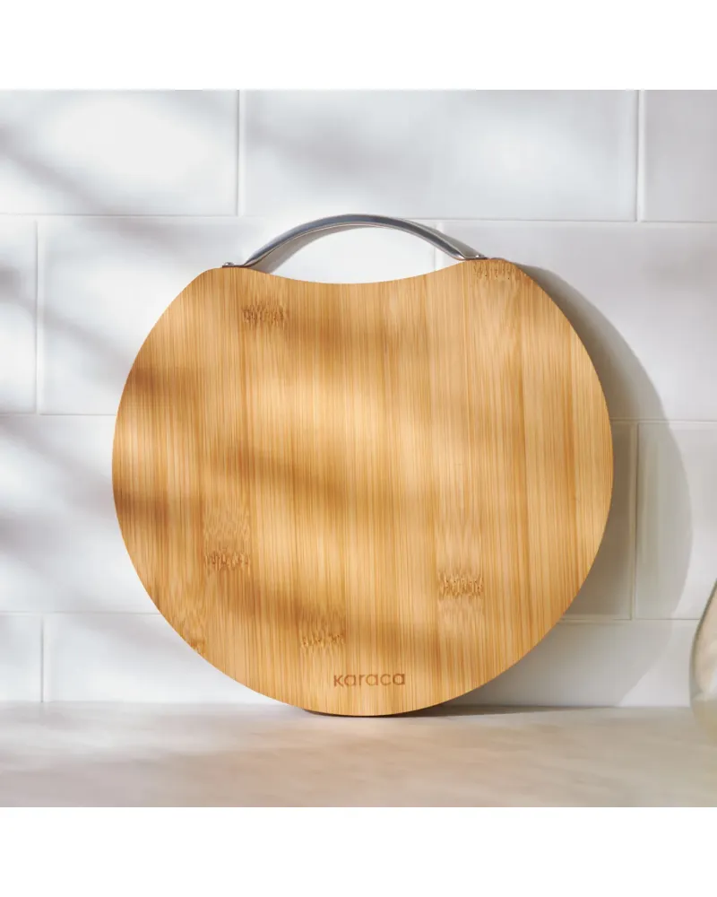 Karaca Owen Bamboo Round Chopping Board, Small, 25cmx25cm, Wood