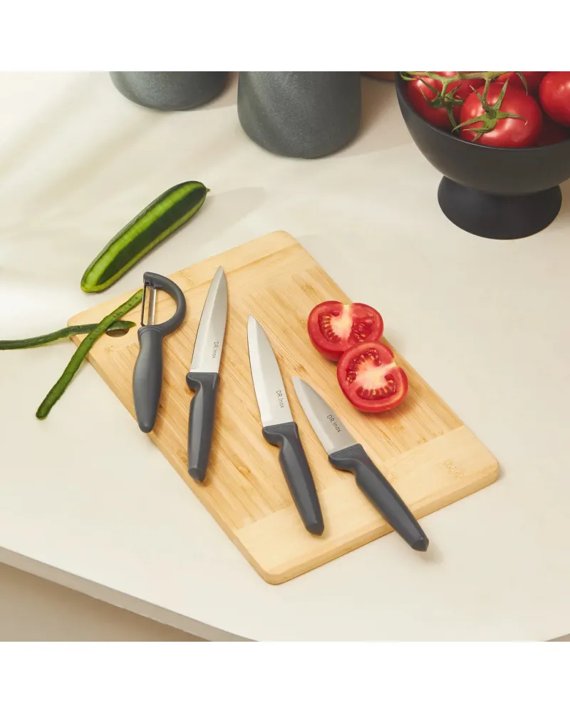 Dr.Inox 4 Piece Stainless Steel Knife Set, Grey