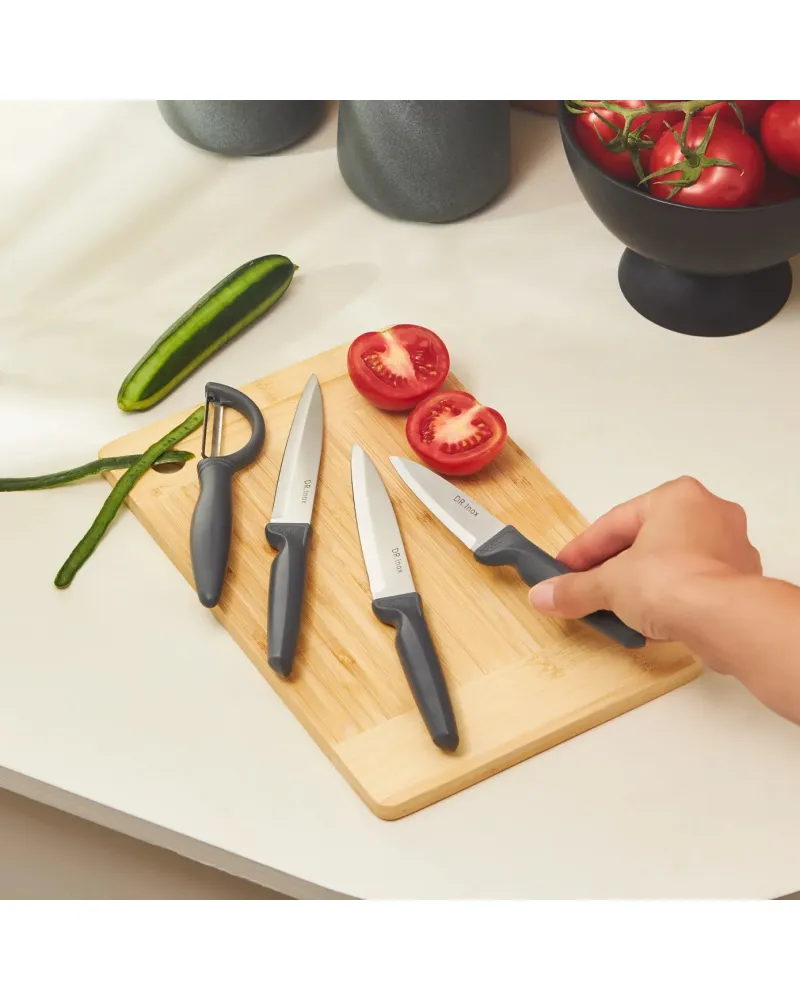 Dr.Inox 4 Piece Stainless Steel Knife Set, Grey