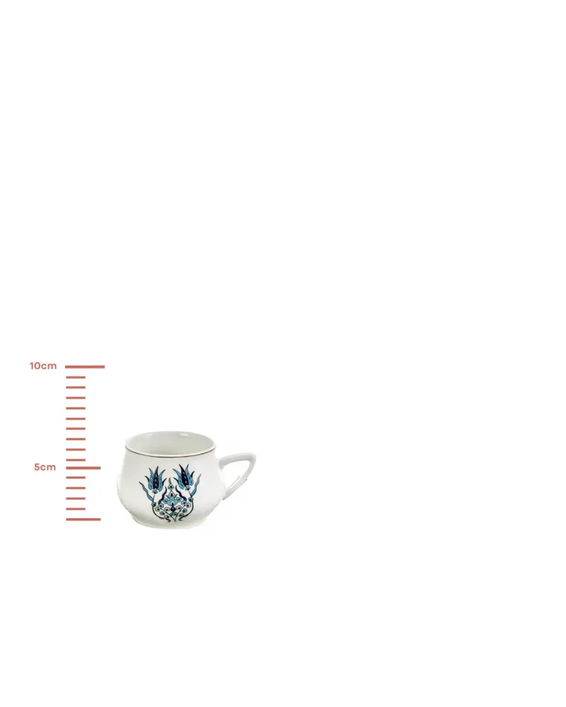 Karaca İznik 12-Piece Porcelain Espresso Turkish Coffee Cup Set for 6 People, 100ml, Multi