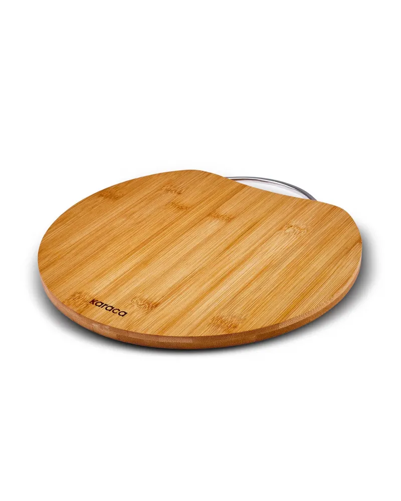 Karaca Owen Bamboo Round Chopping Board, Large, Wood
