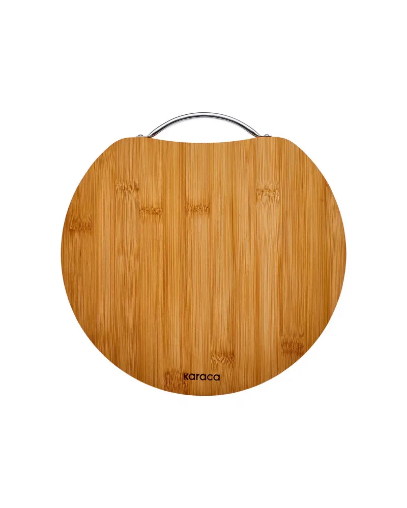 Karaca Owen Bamboo Round Chopping Board, Large, Wood