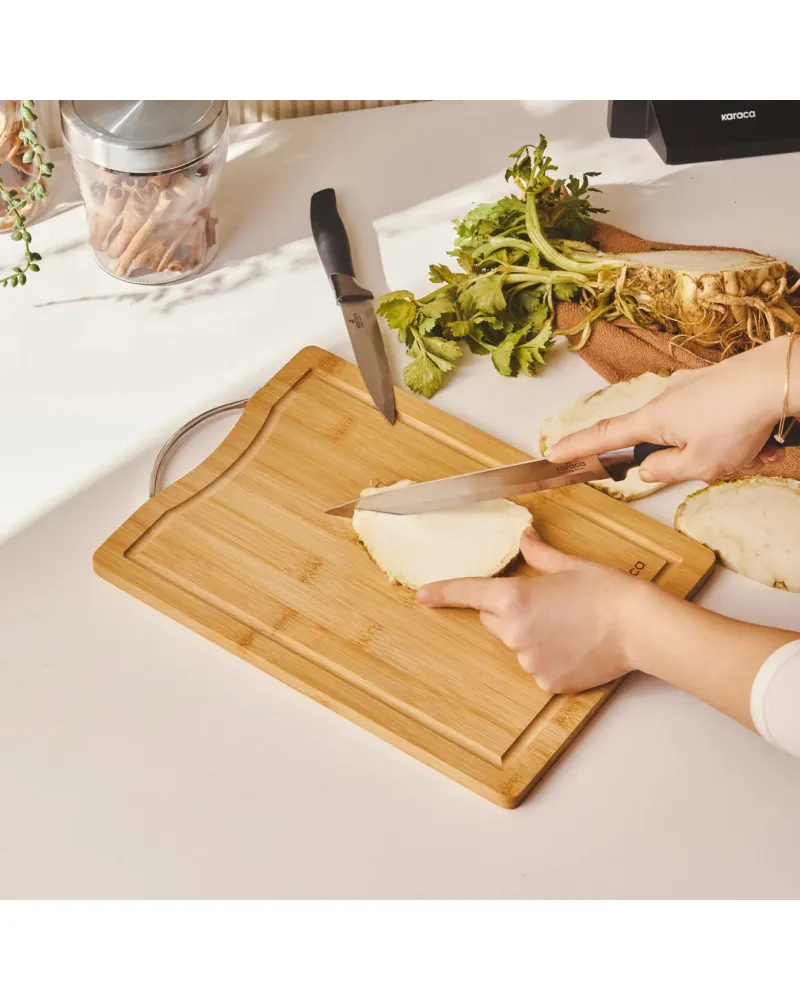 Karaca Owen Bamboo Rectangle Chopping Board, Small, Wood