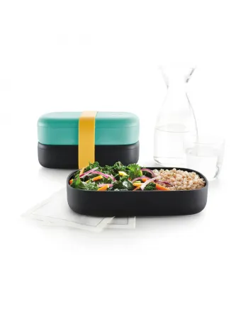 Lèkuè To Go Storage Container, 10cmx19.2cmx11cm, Turquoise Black