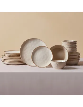Karaca Aria 24-Piece Reactive Glaze Dinner Set for 6 People, Beige