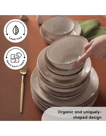 Karaca Aria 24-Piece Reactive Glaze Dinner Set for 6 People, Beige
