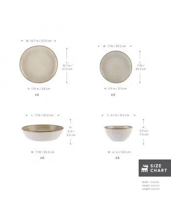 Karaca Aria 24-Piece Reactive Glaze Dinner Set for 6 People, Beige