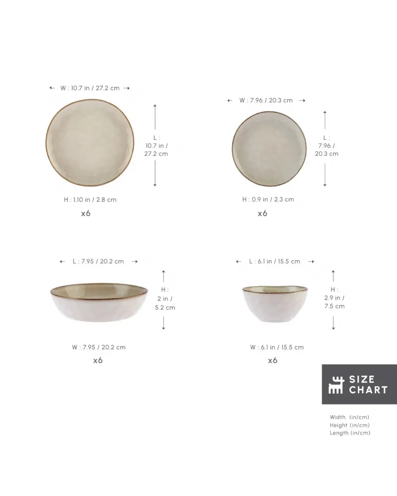 Karaca Aria 24-Piece Reactive Glaze Dinner Set for 6 People, Beige