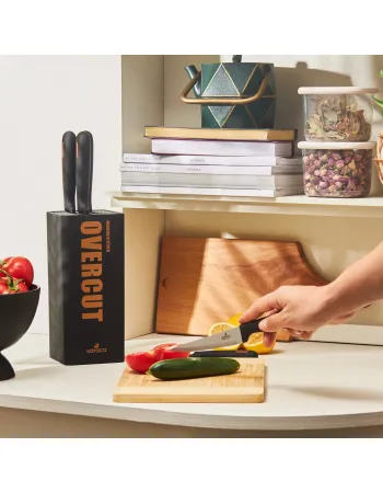 Karaca Overcut 5 Piece Knife Block Set, Black Karaca Overcut 5 Piece Knife Block Set, Black