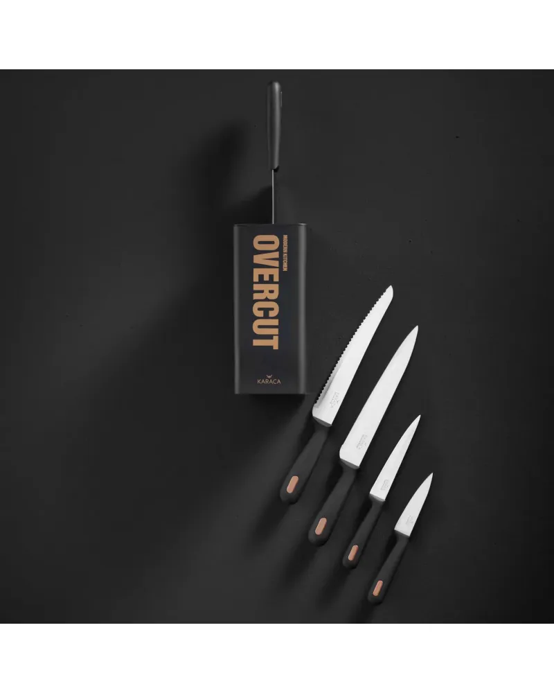 Karaca Overcut 5 Piece Knife Block Set, Black Karaca Overcut 5 Piece Knife Block Set, Black