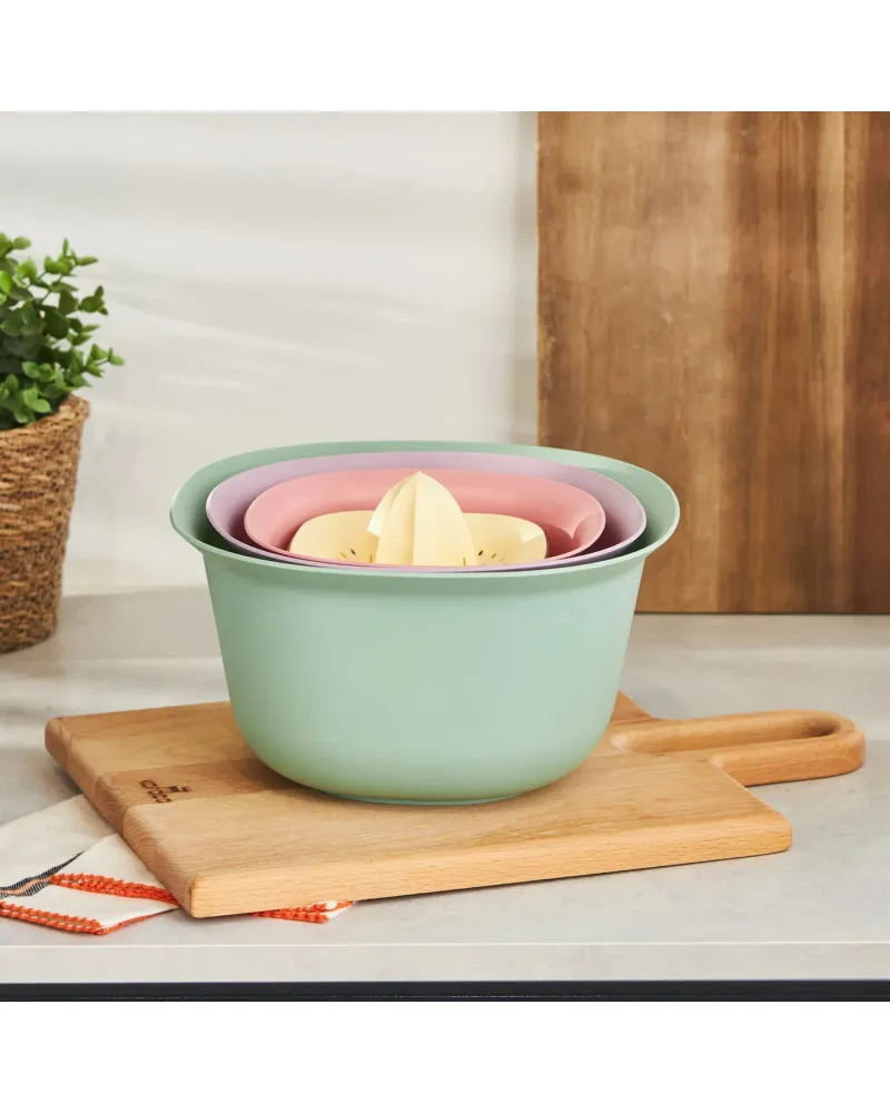 Karaca 4 Piece Multi Purpose Mixing Bowls, Colander and Citrus Squeezer Set, Multi