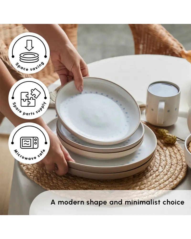 Karaca Haag 16-Piece Stoneware Dinner Set for 4 People, Multi