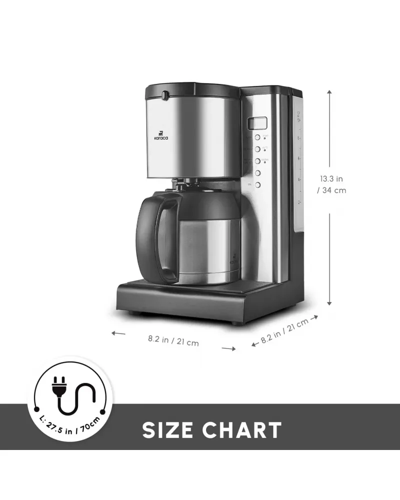 Karaca Coffee Art Aroma Thermal Carafe Filter Coffee Machine, 1.2L, 1000 W, Inox