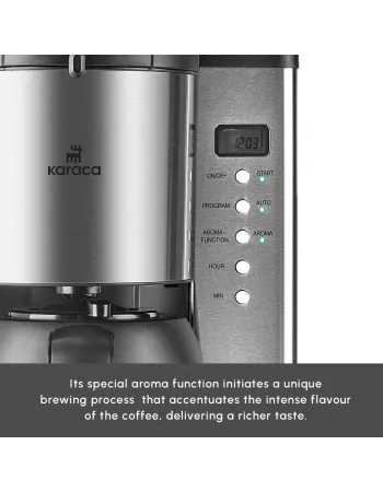 Karaca Coffee Art Aroma Thermal Carafe Filter Coffee Machine, 1.2L, 1000 W, Inox