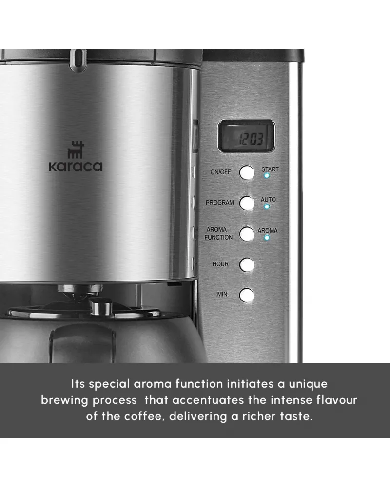 Karaca Coffee Art Aroma Thermal Carafe Filter Coffee Machine, 1.2L, 1000 W, Inox